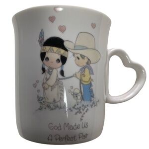 Vintage 1985 Precious Moments God Made Us A Perfect Pair Heart Handle Mug